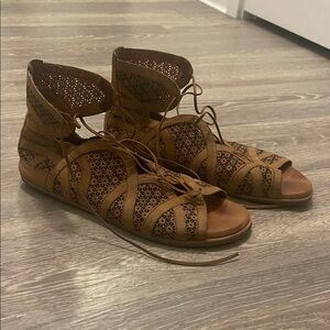 Gentle Souls Tan Lace-Up Sandals